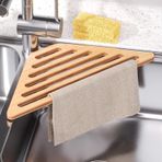 VERTORGAN Lavabo Köşesi için Bulaşık Kurutma Rafı, Lavabo Üstü Bambu Bulaşık Süzgeci Kurutma Rafı, Mutfak için Bulaşık Süzgeci Mat, Lavabo Aksesuarları (Doğal)