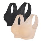 Vertvie Kadın 1/2/3/4 paket, askısız, spor sütyeni, Push up yoga sütyeni, streç, elastik, büstiyer, nefes alır, koşu, yoga, sütyen, üst giyim, Siyah + ten rengi., XL