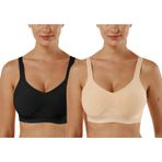 Vertvie Kadın Balensiz Sütyen Dikişsiz Tam Kapsama Büyük Beden Spor Sütyen Uyku Yoga Egzersiz Günlük Giyim Sütyen, 2 Paket-siyah+haki, S