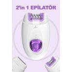 VeryFit 2 In 1 Tüm Vücut Epilatör 2 Kademeli Hız Ayarlı Kablosuz Tüy Alma Hassas Epilasyon Makinesi - Mor - Beyaz