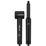 Veryfit 7 in 1 Hava Üflemeli Saç Düzleştirici Bukle Maşa Airwrap Compact Saç Kurutma Fön Makinesi Siyah