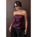 VERYMODA Arkadan Fermuarlı Straplez Bluz - Mürdüm | F2056