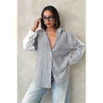 VERYMODA Çizgili Keten Gömlek - Siyah | F1919