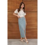 VERYMODA Desen 1 Mavi Pullu Kot Etek | F1707