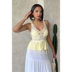 VERYMODA Güpür Detaylı Askılı Bluz Sarı | Blz2892