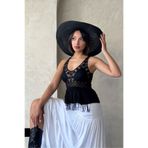 VERYMODA Güpür Detaylı Askılı Bluz Siyah | Blz2892