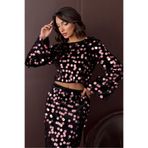 VERYMODA Pullu Kadife Bluz Siyah Pembe
