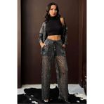 VERYMODA Simli Piiseli Pantolon - Siyah Gümüş | F2066