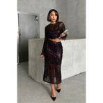 VERYMODA Tüy Pullu Etek - Siyah Bordo | F1621