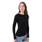 vesantia Kadın Siyah Bisiklet Yaka Basic Uzun Kollu Body Siyah-S