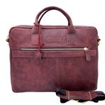 Veskemann Karl Eskitme Bordo Hakiki Deri Laptop&Evrak Çantası (Bordo)
