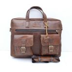 Veskemann Unisex Hakiki Deri Laptop Çantası 15 - 15,9 inç Su Geçirmez Eskitme Taba Renk