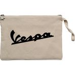 Vespa Logo 2 Krem Clutch Astarlı Cüzdan / El Çantası - 25x18cm