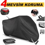 Vespa Primavera 125 Kilit ve Arka Çanta Uyumlu Motosiklet Brandası (Siyah Renk) Motorsiket Brandası Motor Örtüsü Çadır Su Geçirmez - Siyah Kilit ve Arka Çanta UYUMLU