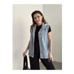 VESS MODA Kadın Kapüşonlu Denim Jean Kot Yelek