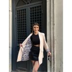Vess Moda Kadın Yeni Sezon Leopar Astar Detaylı Uzun Blazer Ceket - XL - Bej