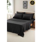 Vessino Home Çizgili Pamuk %100 Saten Çift Kişilik Nevresim Takımı Pamuk Saten - Siyah - 160 x 200 cm