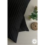 Vessino Home Milano Series 2’li Pamuk Saten Otel Yastık Kılıfı 50X70 – 82 Tel Çizgili Lüks Otel Tipi Yastık Kılıfı - Siyah - 50 x 70