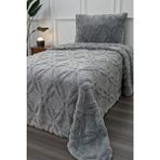 Vessino Home Orion Wellsoft Tek Kişilik Yatak Örtüsü Seti (180×235 cm + 1 Yastık Kılıfı) | Yumuşak ve Sıcak, Lüks Tasarım, Oeko-Tex Belgeli, Kışlık Battaniye Alternatifi - Gri - 180 x 235 cm