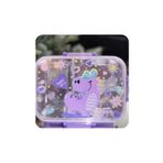 Vest BES0019 Mor Dino Desenli Şeffaf Kapaklı 3 Bölmeli 800 ml Çelik Beslenme Kabı
