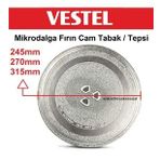 Vestel Regal Mikrodalga Fırın 3 Tırnaklı Yuvarlak Cam Tabak Tepsi 24,5cm