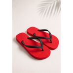 VestioStore Kadın Rahat Basic Parmak Arası Plaj Terliği Flipflops Havuz Terliği Kırmızı Siyah