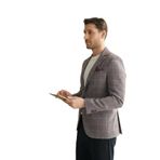 Vestore Erkek Bordo Ekose Slim Fit Mono Yaka Spor Blazer Ceket Bordo 50