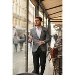 Vestore Erkek Siyah Ekose Slim Fit Mono Yaka Spor Blazer Ceket Siyah 58