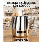 Vestron Barista Süt Potu Dereceli Paslanmaz Pitcher Milk Jug Progear Kahve Espresso 600 ml - Metalik Gri