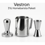 Vestron Homebarista Espresso 3lu Set | Sut Pot Krom Tamper Çelik Ölçek Jigger