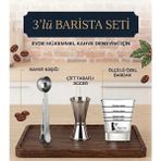 Vestron Kokteyl 3 Lü Set| Silver Çok Fonksiyonlu Paslanmaz Çelik Kaşık| 15/30 ml Çelik Jigger| Cam Ölçü Bardağı - 3 Adet
