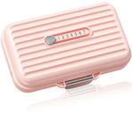Veszoen İlaç kutusu, seyahat için, küçük, seyahat için, taşınabilir hap kutusu, tabletler, organize hap kutusu, tablet kutusu, 7 gün, seyahat ve günlük kullanım için (pembe)