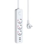 Vetech 1.8mt Akım Korumalı Priz 3 Lü Grup Priz Çocuk Korumalı 2 USB +1 Type C Girişli 3lü Priz