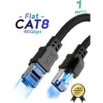 Vetech Cat8 Ethernet Kablosu Premium Örgülü Lan Kablo 40GBPS 2000MHZ Internet Kablosu Masaüstü Pc, Gaming Laptop, Ps5/4, Xbox - 1 m
