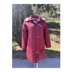 VETRE Kadın Büyük Beden Ekose 95 Cm Mevsimlik Bordo Kapitone Mont 1040