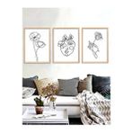 Vetro 40x50 cm Natural Design Line Art Ahşap Tablo Set