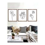 Vetro Design 21x30 cm Ceviz Line Art Ahşap Tablo Set