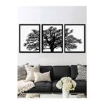 Vetro Design 3 Parça Ağaç 21x30 cm Siyah Çerçeveli Tablo