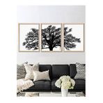 Vetro Design 3 Parça Ağaç 30x40 cm Natural Çerçeveli Tablo