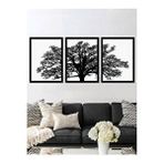 Vetro Design 3 Parça Ağaç 30x40 cm Siyah Çerçeveli Tablo