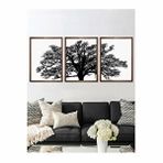 Vetro Design 3 Parça Ağaç 40x50 cm Ceviz Çerçeveli Tablo