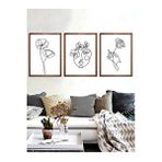 Vetro Design 30x40 cm Ceviz Line Art Ahşap Tablo Set