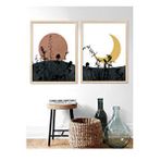 Vetro Design 30x40 cm Natural Güneş ve Ay Çerçeveli Tablo Set