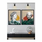 Vetro Design Afrodit ve Apollon 21x30 cm Siyah Çerçeveli Tablo