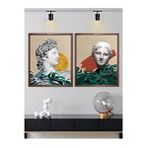 Vetro Design Afrodit ve Apollon 40x50 cm Ceviz Çerçeveli Tablo