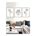 Vetro Design Natural 21x30 cm Line Art Ahşap Tablo Set