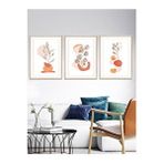 Vetro Design Noktalı Çiçekler 21x30 cm Natural Çerçeveli Tablo