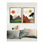 Vetro Design Renkli Manzara 40x50 cm Ceviz Çerçeveli Tablo