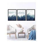 Vetro Set 30x40 cm Siyah Design Mavi Manzara Tablo