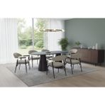 VETROWOOD Ada Yemek Masası Takımı 90 x 180 cm Silves (Krem) Mermer Desen - Siyah Ayak Lak Panel 6 Sandalyeli